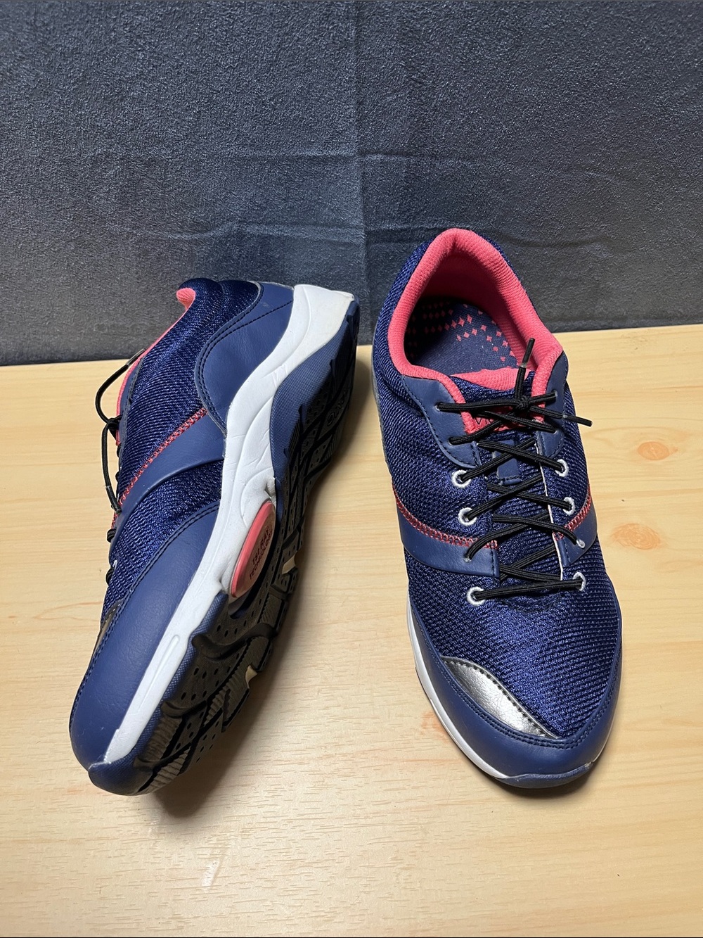 Vionic Kona Women 8.5 Wide Athletic Walking Comfort Shoes Lace Up Blue Pink